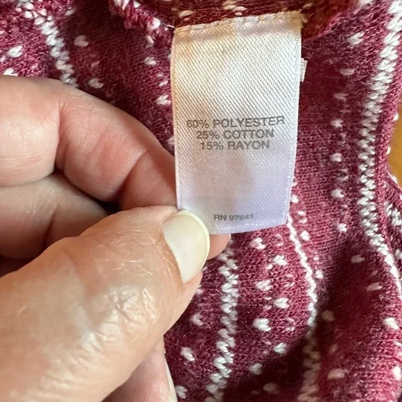 J. Jill Long Sleeve Boat Neck Red and White Embroidered Sweater - Picture 11 of 12